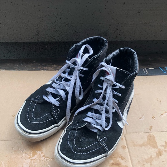 Vans Off The Wall 721454  Unisex’s Black Suede Hi High Top Black Shoes SZ M6,W8 - Picture 3 of 12